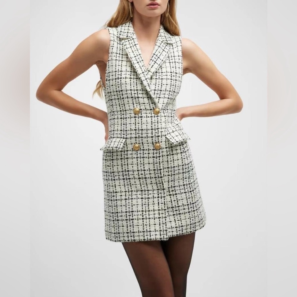 Alice + Olivia Black and White Tweed dress